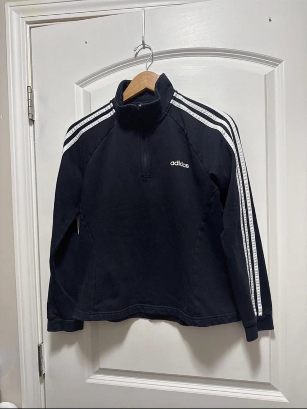 adidas Kids Black 3-Stripe quarter-Zip Jacket